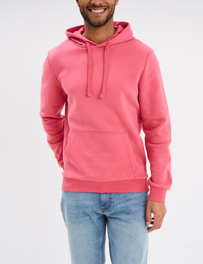 Sweat molleton à capuche hoodie rose framboise homme