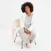 Ensemble pyjama pantalon fluide 2 pièces gris clair femme