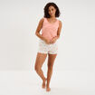 Bas de pyjama short coton ecru femme