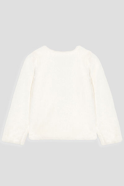 Gilet zippé fausse fourrure ivoire fille