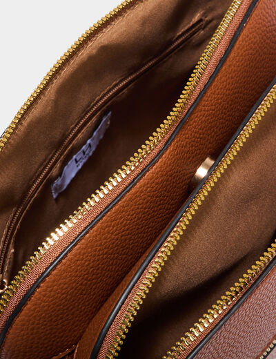 Sac en bandoulière marron cognac femme