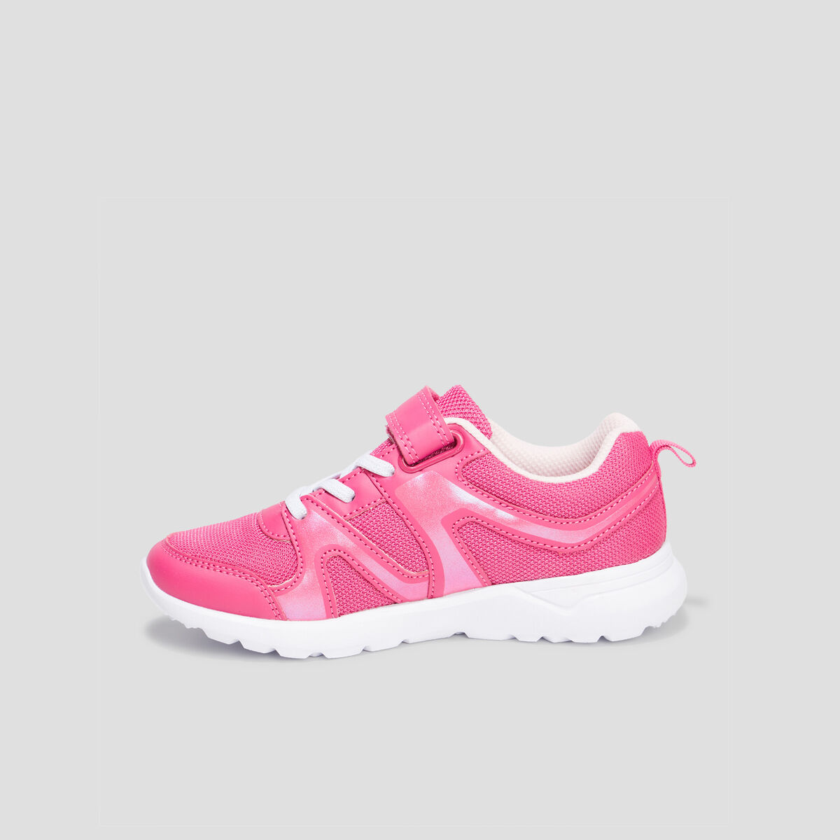 Baskets running à scratchs rose fille