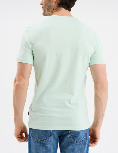 T-shirt col rond manches courtes coton vert pastel homme