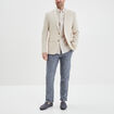 Chemise manches courtes lin mélangé gris clair homme
