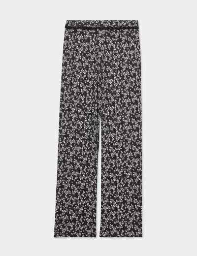 Pantalon de pyjama droit fluide noir femme