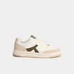 Tennis basses &agrave; lacets semelle plate vert kaki homme