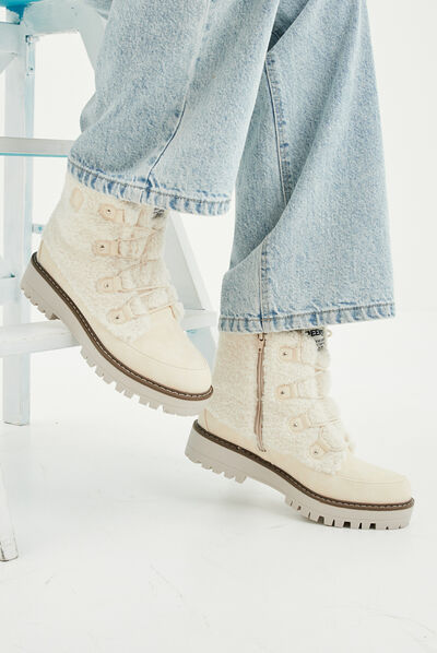 Bottines imitation fourrure Creeks blanc femme