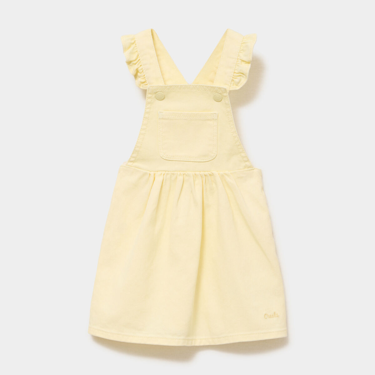 Robe salopette &agrave; volants jaune clair b&eacute;b&eacute; fille