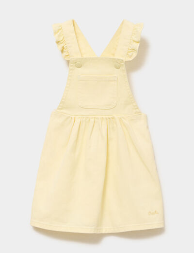 Robe salopette &agrave; volants jaune clair b&eacute;b&eacute; fille