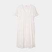 Robe col en V détails tressés blanc femme