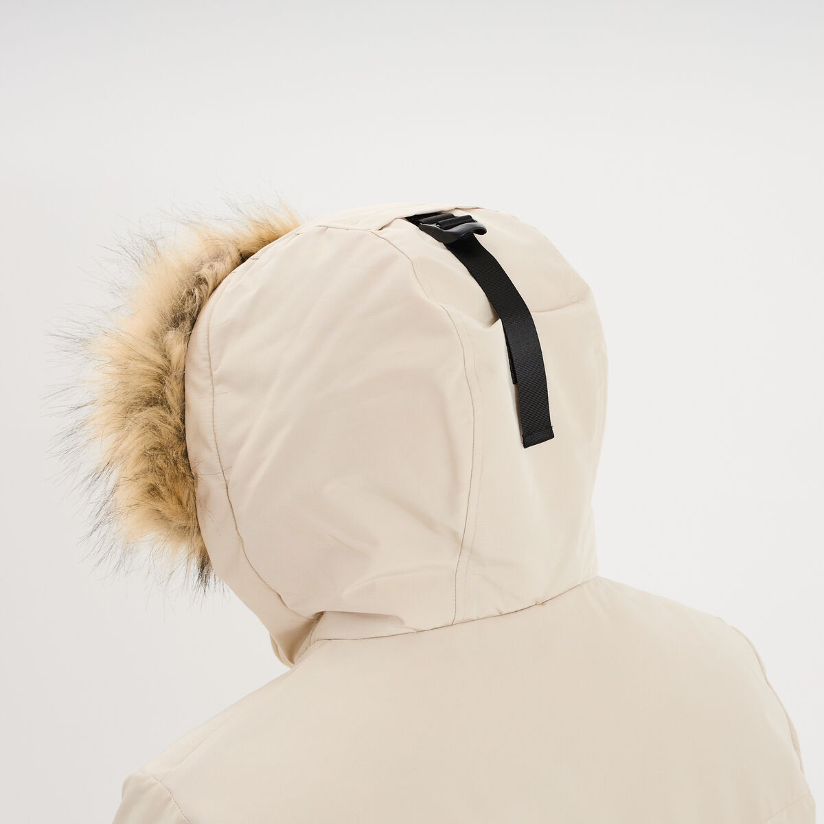 Parka &agrave; capuche fausse fourrure gris argent homme