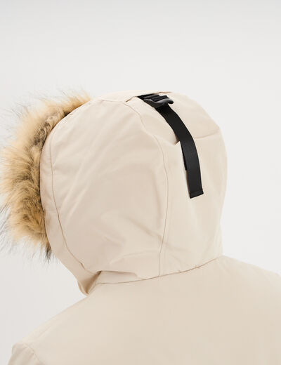 Parka &agrave; capuche fausse fourrure gris argent homme