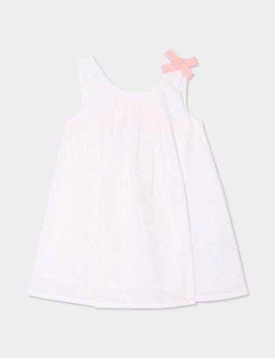Robe sans manches détails noeuds ecru bébé fille