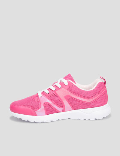 Baskets running à lacets rose fille