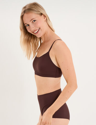 Soutien-gorge brassi&egrave;re bandeau padd&eacute; marron femme