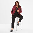 Blouson zippé effet suédine style biker bordeaux femme grande taille