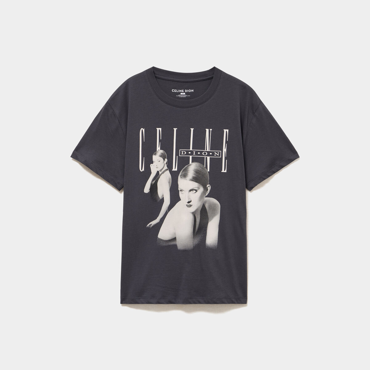 T-shirt droit coton C&eacute;line Dion gris fonc&eacute; femme
