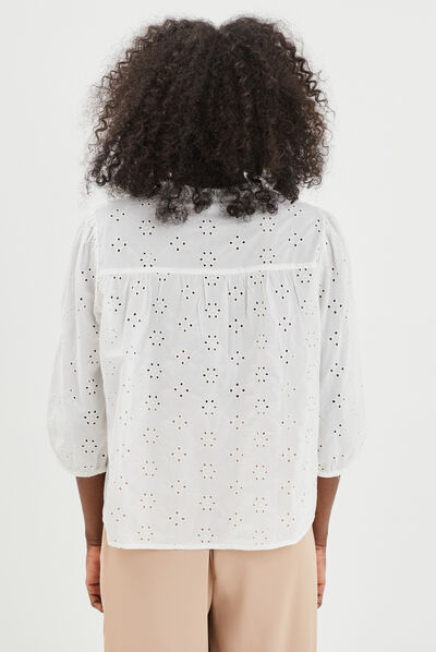 Blouse broderie anglaise coton Creeks jaune clair femme