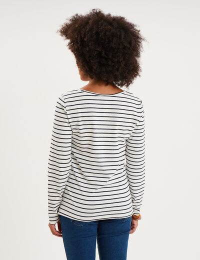 T-shirt allaitement manches longues ecru femme maternit&eacute;