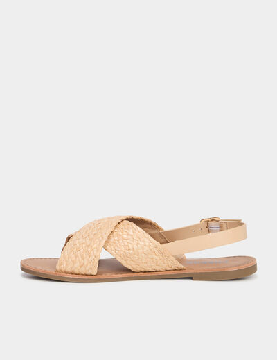 Sandales brides tressées croisées sable femme