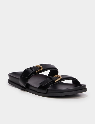 Mules avec boucles noir femme