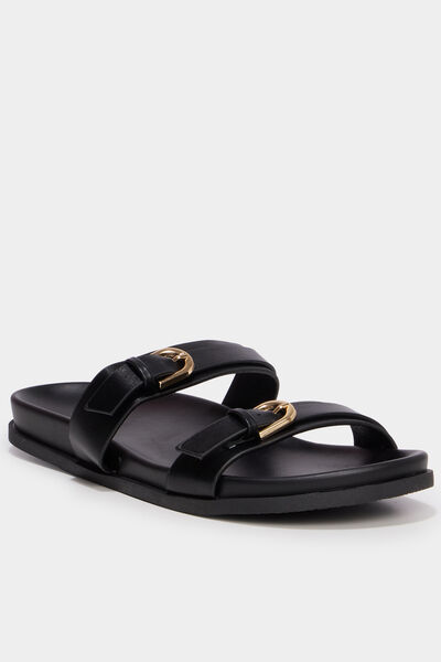 Mules avec boucles noir femme