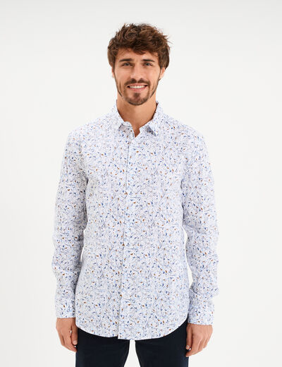 Chemise ajust&eacute;e manches longues beige homme
