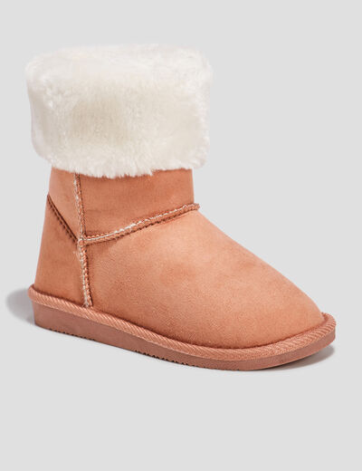 Bottines bout rond fourrées camel fille