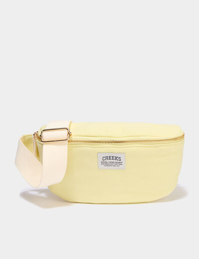 Sac banane bandouli&egrave;re en toile canvas jaune pastel femme