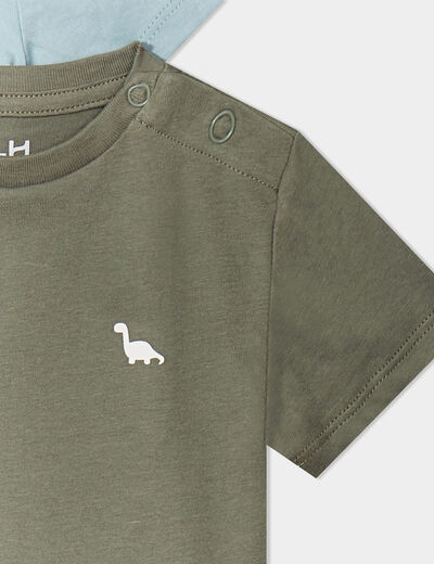 Lot de 3 t-shirts manches courtes coton vert kaki bébé garçon