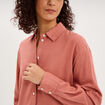 Chemise oversize lin m&eacute;lang&eacute; terracotta femme