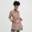 Trench mi-long ceinturé ajusté marron femme