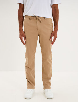 Pantalon chino droit confort beige homme