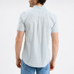 Chemise droite manches courtes coton vert pastel homme