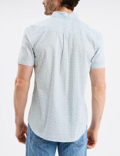 Chemise droite manches courtes coton vert pastel homme