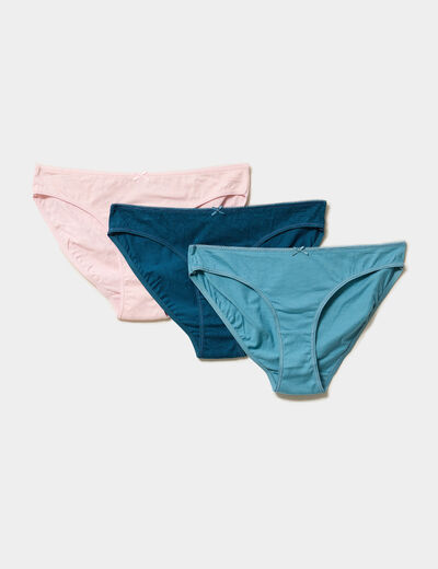 Lot 3 culottes coton bleu canard femme