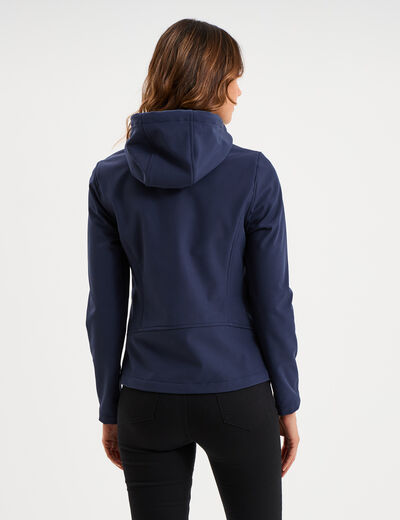 Blouson &agrave; capuche d&eacute;perlant fourr&eacute; bleu marine femme
