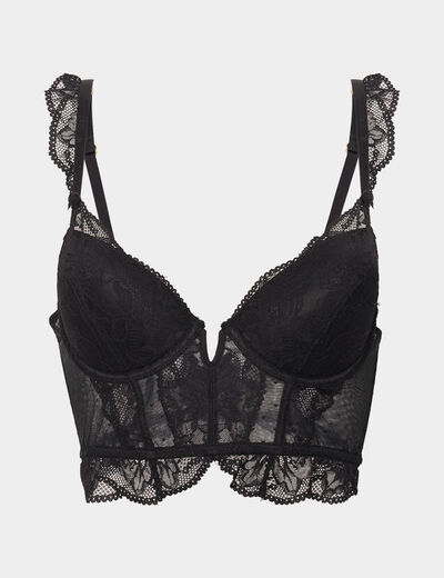 Soutien-gorge bustier paddé dentelle noir femme