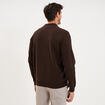 Gilet zipp&eacute; en maille manches longues marron fonc&eacute; homme