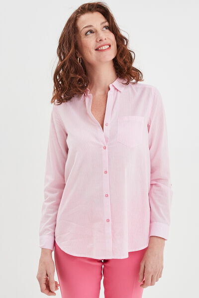 Chemise manches retroussables blanc femme