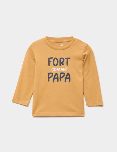T-shirt &eacute;paule boutonn&eacute;e coton jaune moutarde b&eacute;b&eacute; gar&ccedil;on