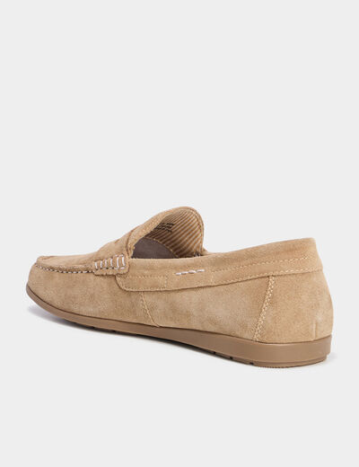 Mocassins en cuir daim sable homme