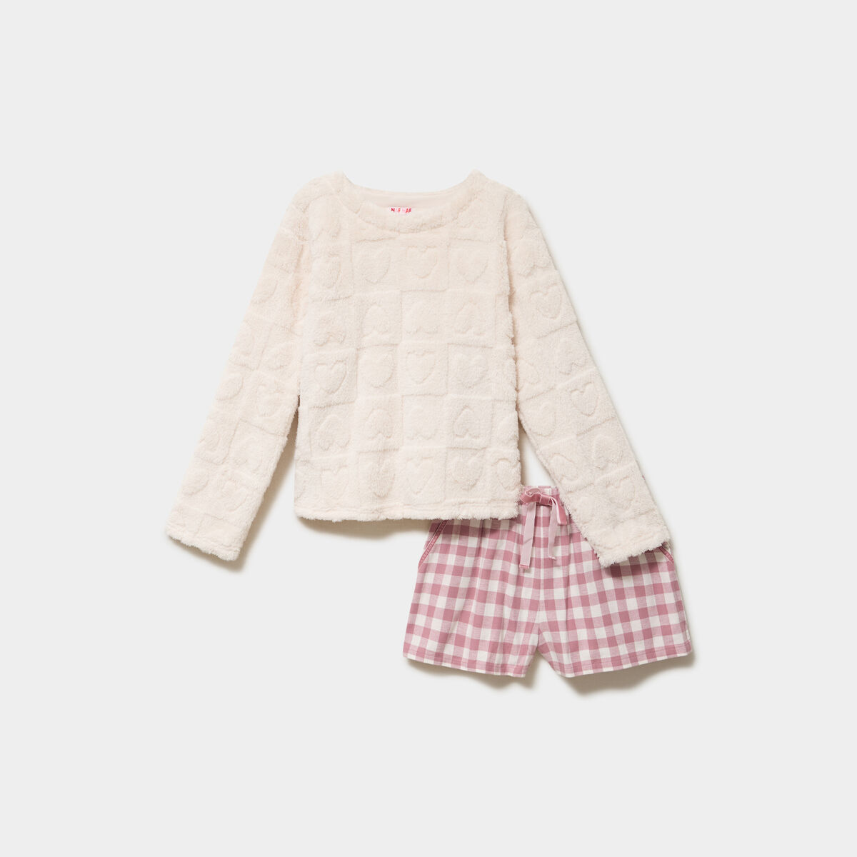 Ensemble pyjama polaire avec short rose nude femme