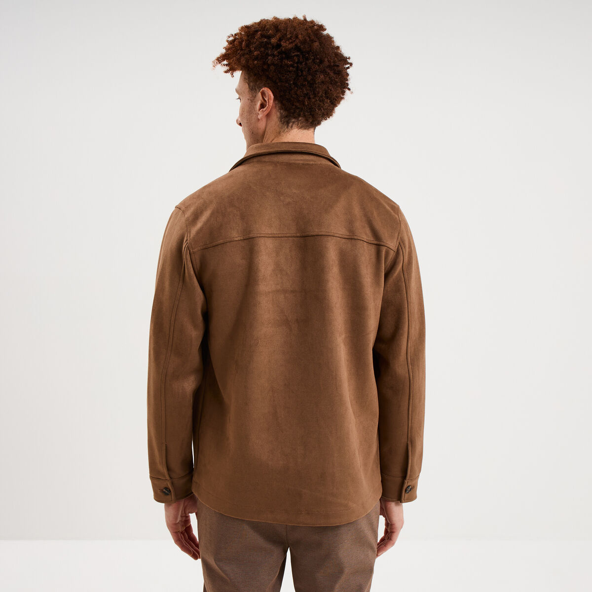 Surchemise droite en su&eacute;dine camel homme