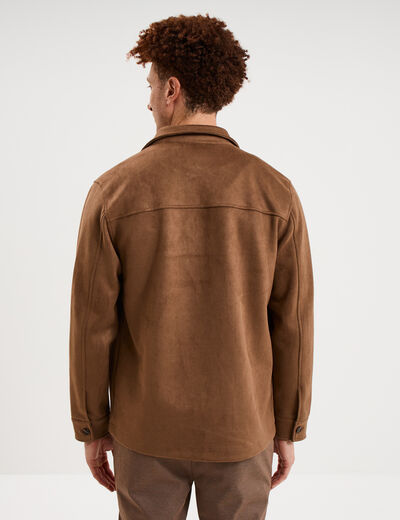 Surchemise droite en su&eacute;dine camel homme