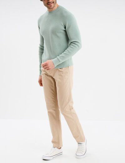 Pantalon chino regular taille élastiquée beige homme