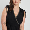 Robe évasée fluide col cache-coeur noir femme grande taille