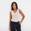Débardeur col en V sans manches beige femme