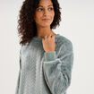 Haut de pyjama sweat polaire torsad&eacute; bleu gris femme
