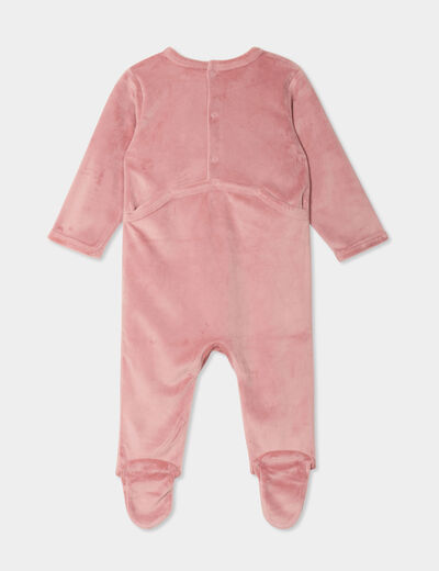 Dors-bien effet velours manches longues vieux rose bébé fille